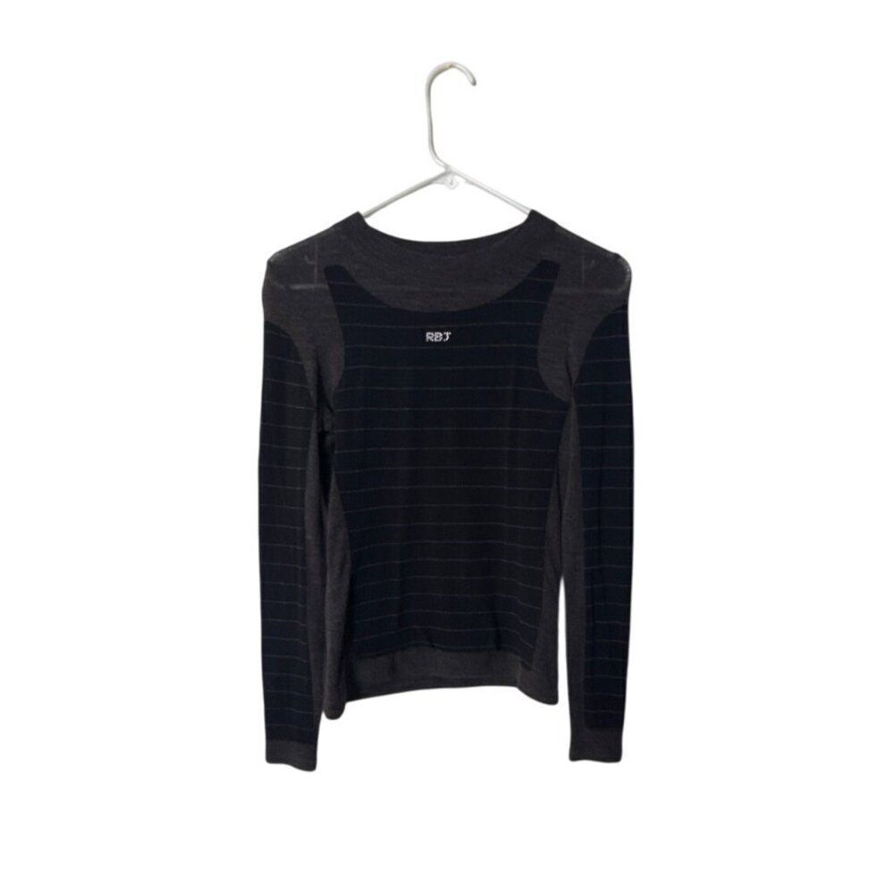 Roccobarocco Jeans Black & Gray Striped Long Sleeve Womens Sweater